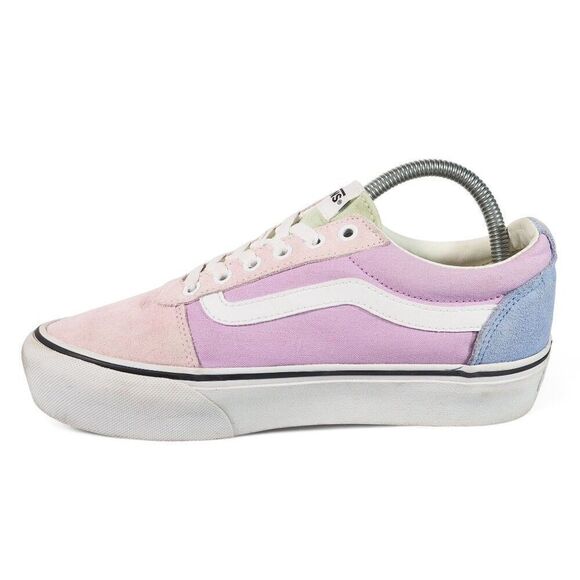 Vans Ward Platform Suede Colorblock Skate Sneakers Pink / Blue / White Women's 8 - Picture 6 of 11